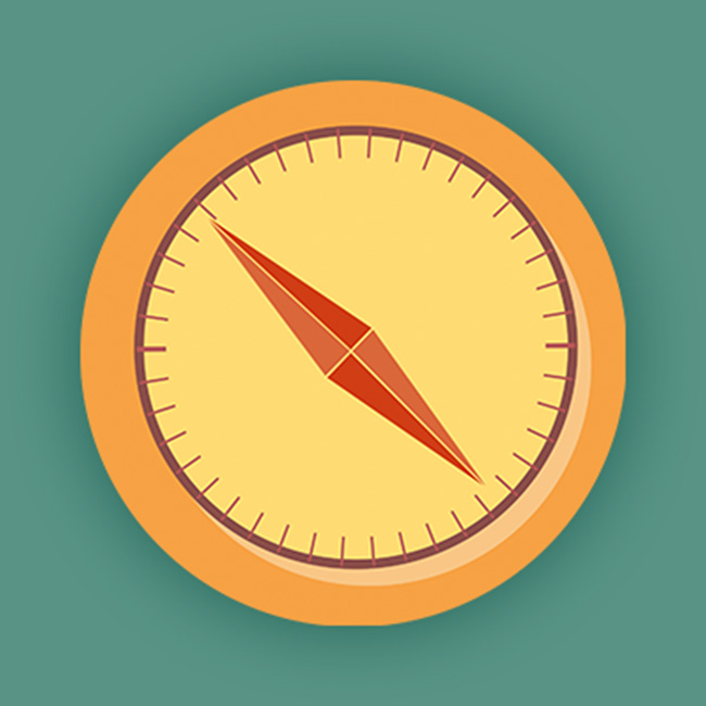 An illustrated compass