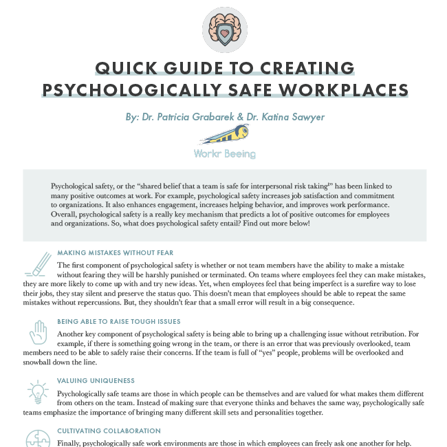 Creating Psychologically Safe Workplaces