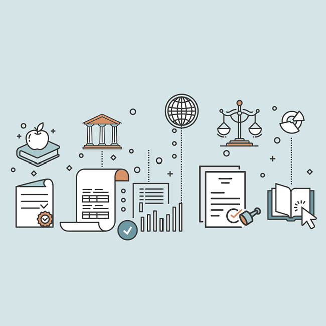 Various legal icons and checks and balances