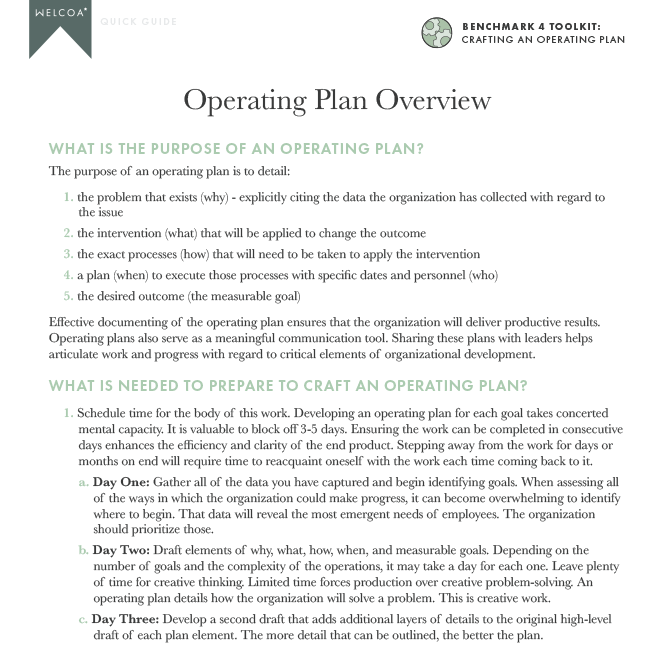 Operating Plan Overview