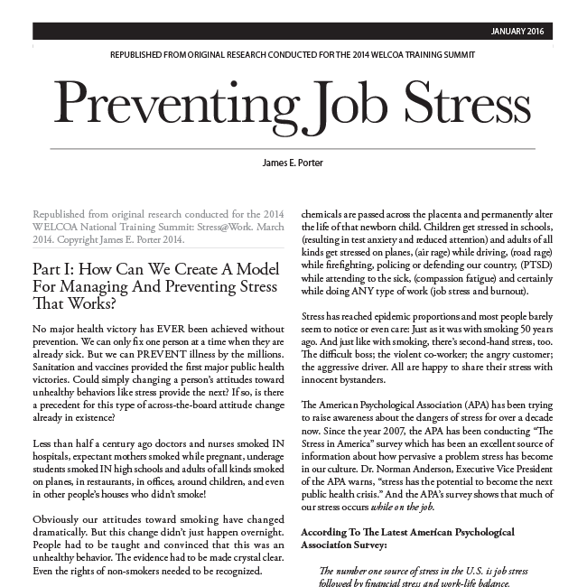 Preventing Job Stress by Jim Porter