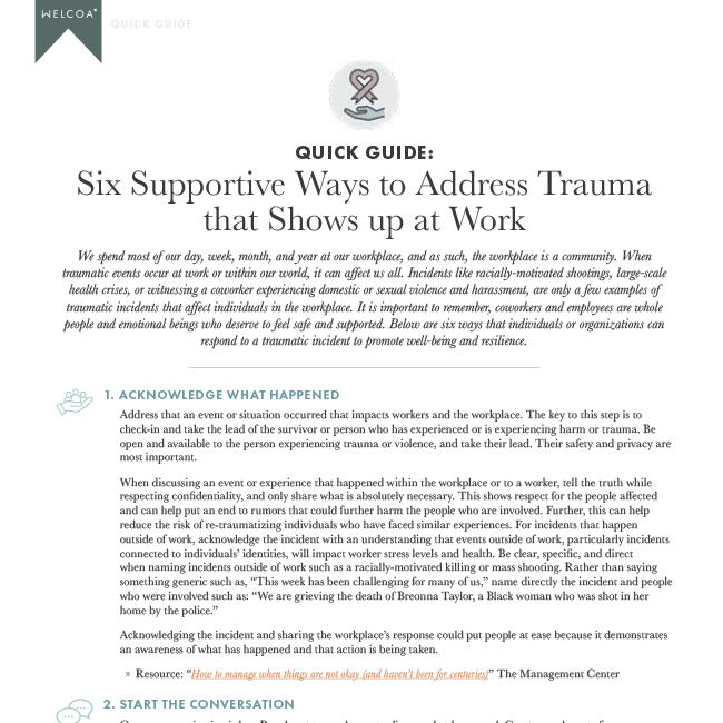 Six Supportive Ways to Address Trauma that Shows up at Work