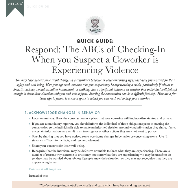 The ABCs of Checking-In When you Suspect a Coworker is Experiencing Violence