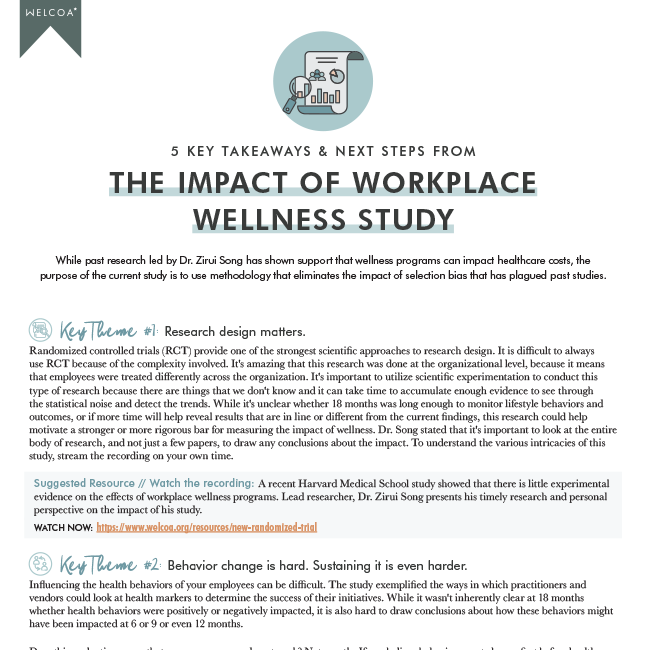 The Impact of Workplace Wellness Study