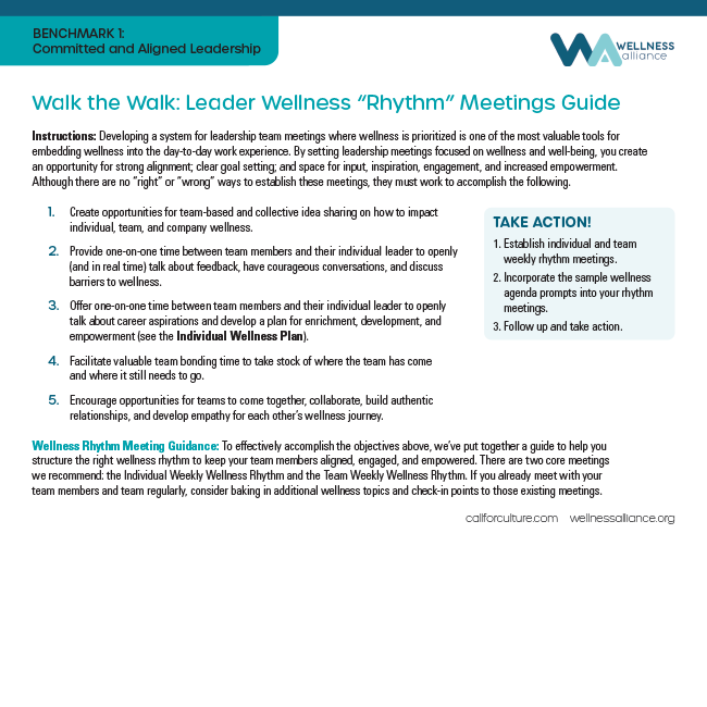 Walk the Walk: Leader Wellness “Rhythm” Meetings Guide