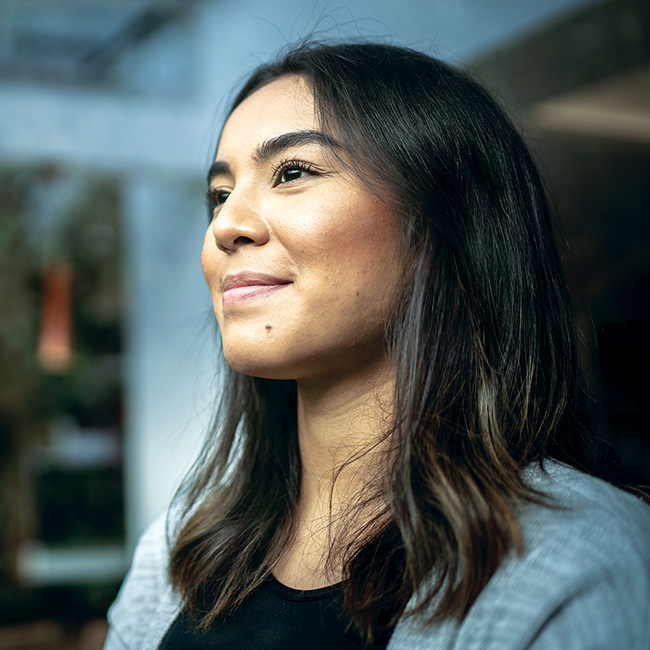 A woman looking out in the distance