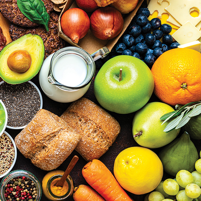 Overhead view of healthy food
