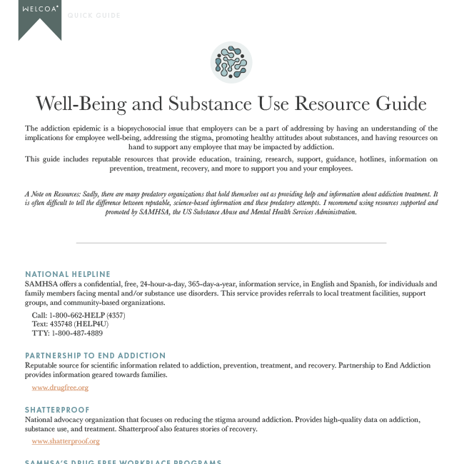 Well-Being and Substance Use Resource Guide