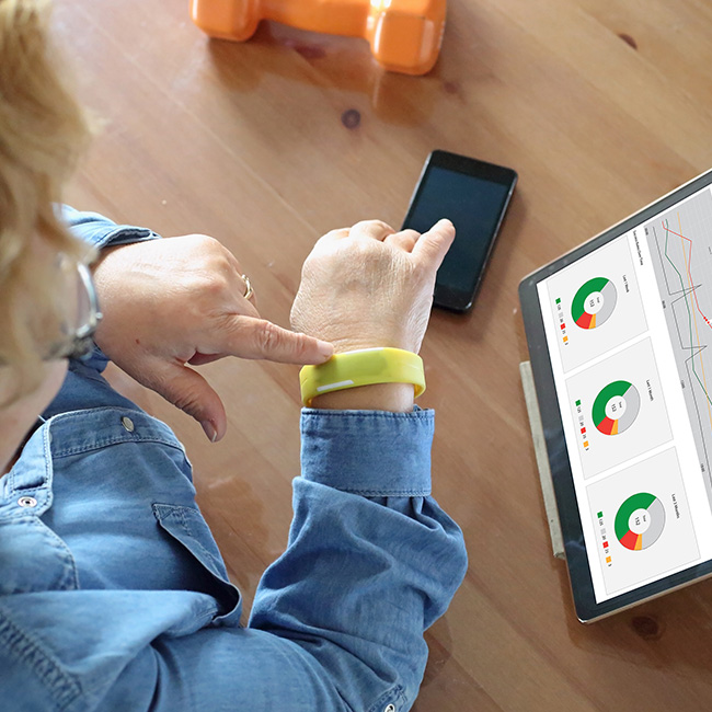 Woman checking her fitness tracker